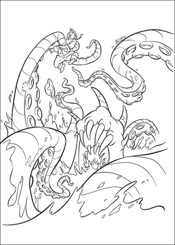 Kraken Octopus  Coloring Page